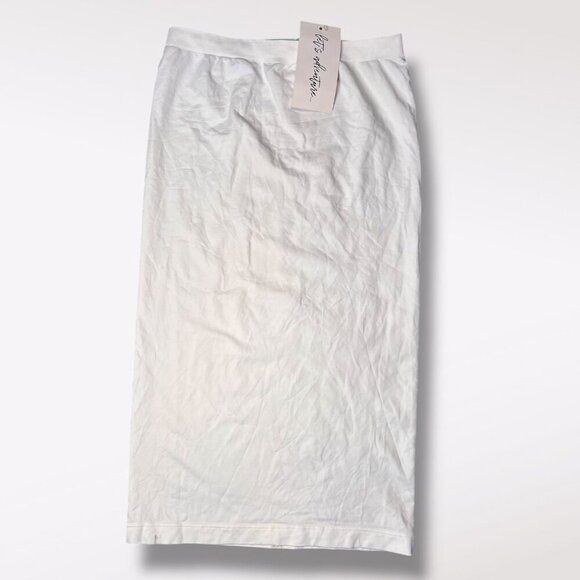 NWT 12th Tribe White Midi Skirt Elastic Waist Slip Stretch ONE SIZE - Picture 1 of 10